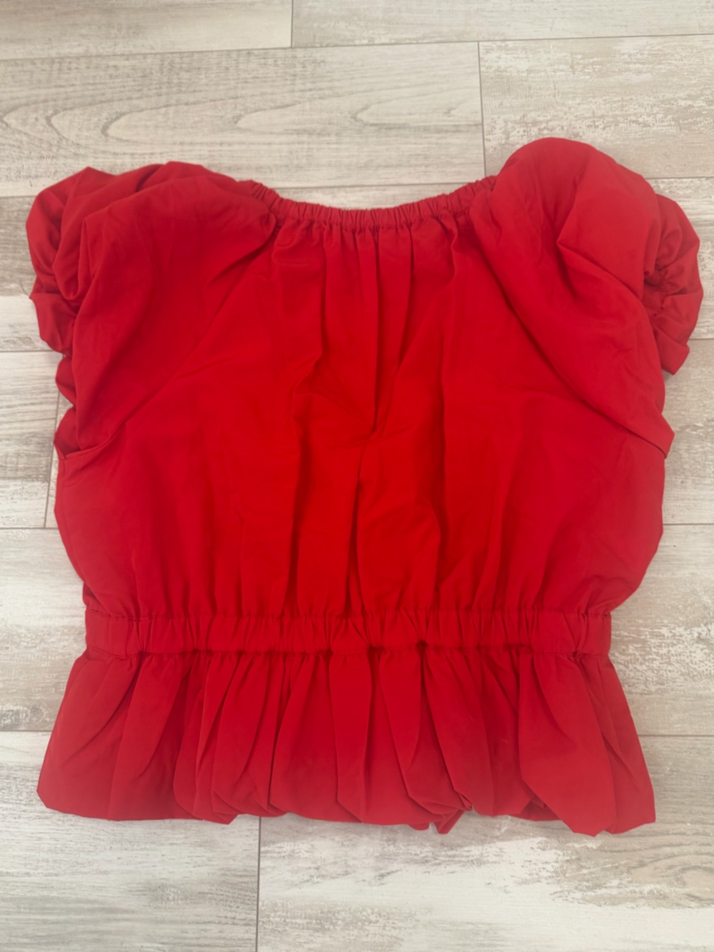 ❤️HOST PICK❤️LOFT Red Velvet Bow Flutter Sleeve Peplum Blouse Large NWT - Picture 3 of 4